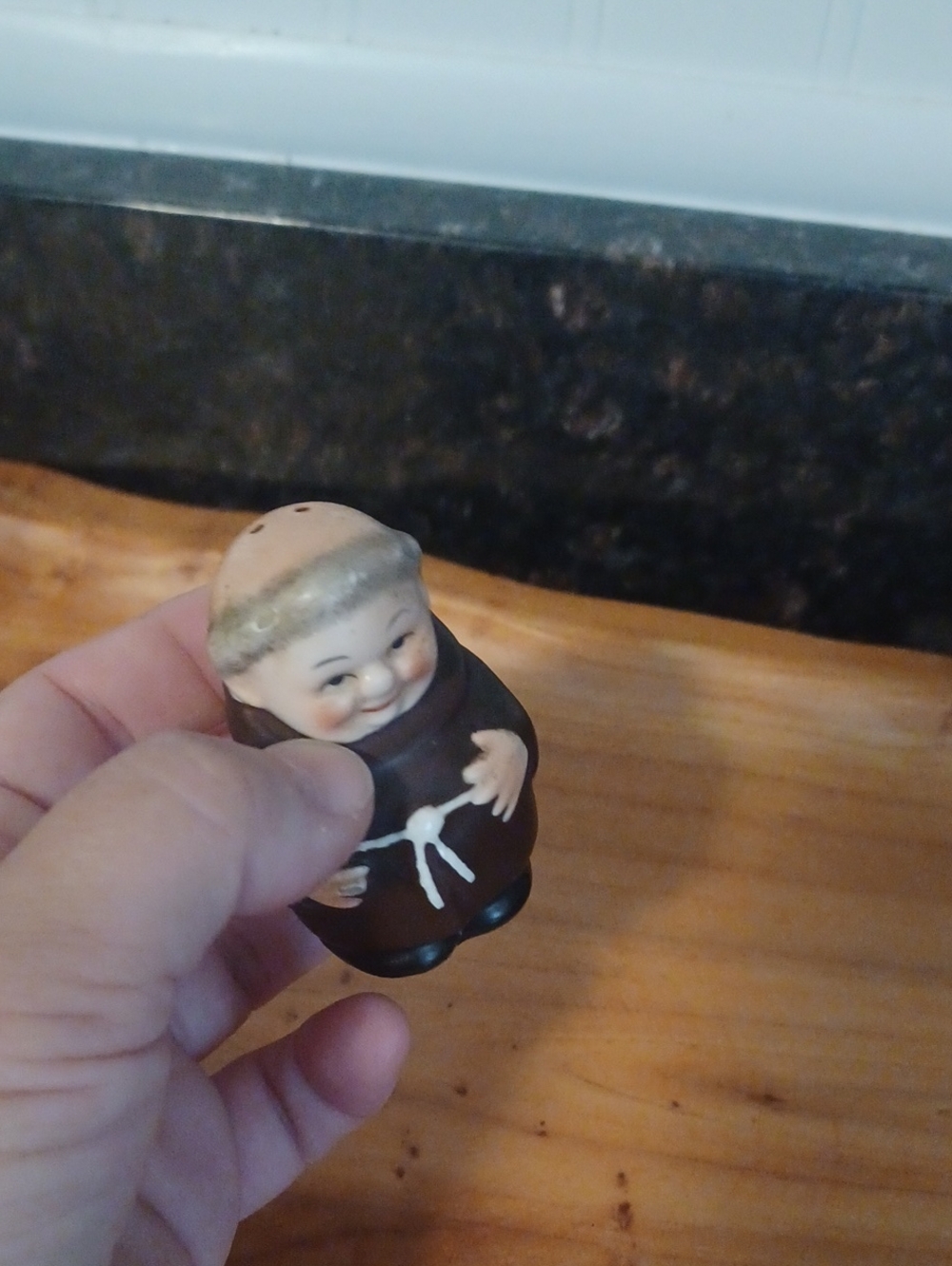 Monk Figurine Ceramic Salt Shaker - Brown